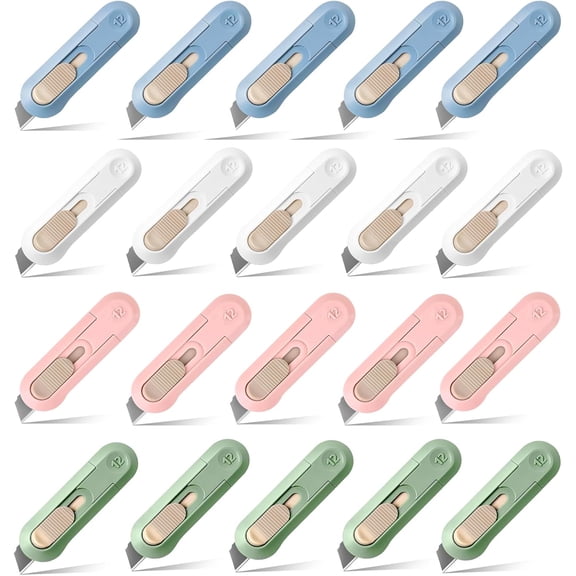 20 PSC Box Cutter,Retractable Box Opener, Package Opener, Easy Slide Retractable Cute Utility Knife For Opening Daily Express Boxes, Envelopes, Packages, Paper tapes and more