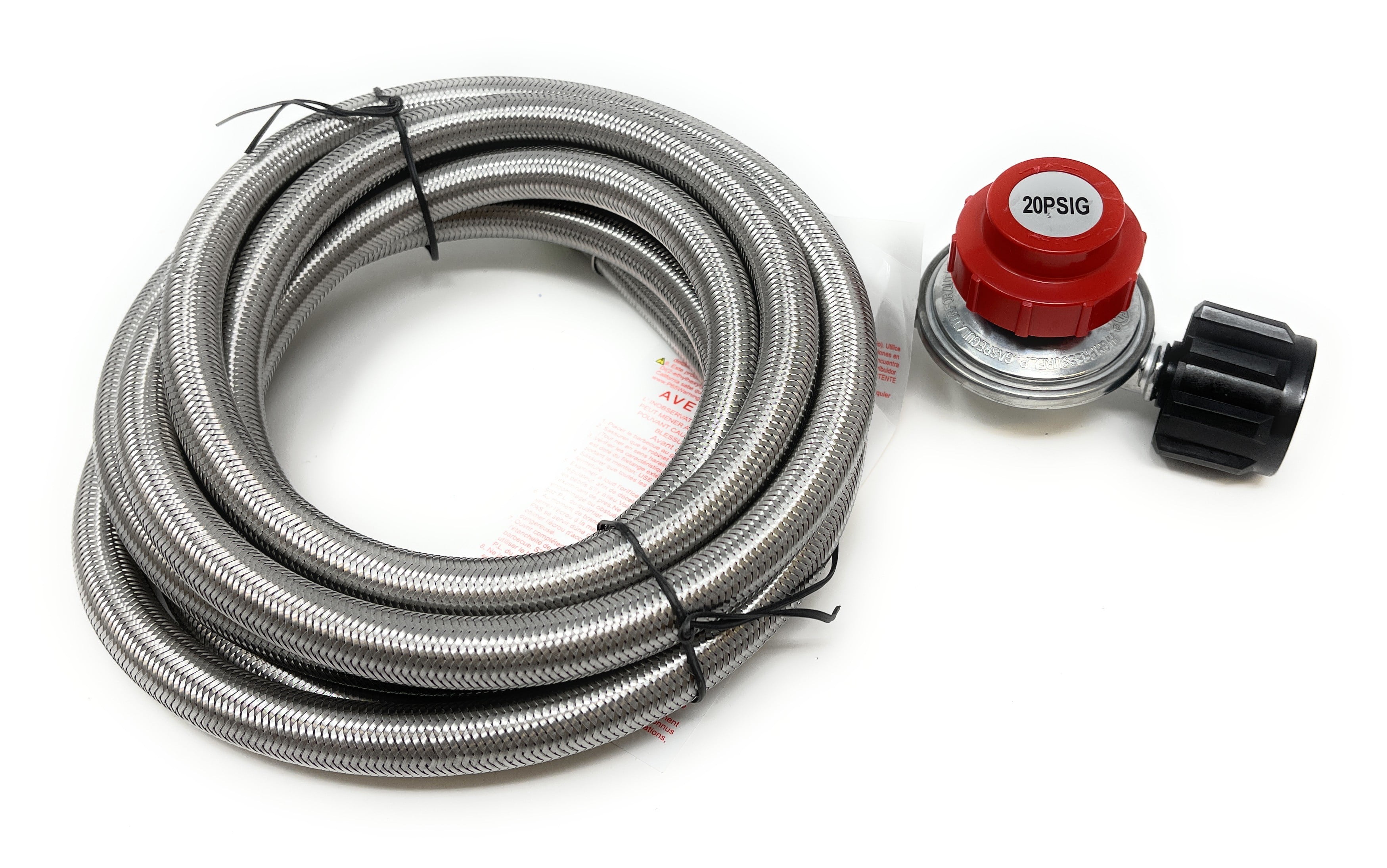 20 PSI Adjustable Propane Regulator with Stainless Steel Braided Hose