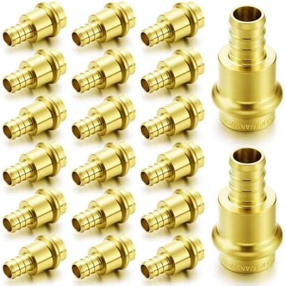 20 Pack 1/2 Inch PEX Fittings, Brass Press Couplings for Connecting Copper to PEX-B Pipe$$Plumbing & HVAC