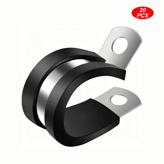 20 Pack 1/2 Inch Stainless Steel Cable Clamp, Rubber Cushioned Insulated Clamp, Conduit Wire Holder Strap Clips for Tube, Pipe or Wire Cord Installation