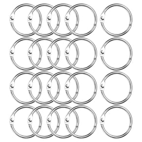 20-Pack 1.57 inch Nickel-Plated Metal Binder Rings, Silver Loos eleaf Rings for Paper, Keys, Crafts
