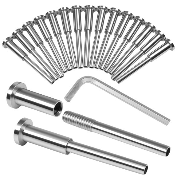 20 Pack 1/8" T316 Stainless Steel Invisible Cable Railing Hardware, Swage Stud End for Cable Railing, Deck Stair Threaded End Fitting for 2"x2" Wood Metal Post, Cable Railing Kit