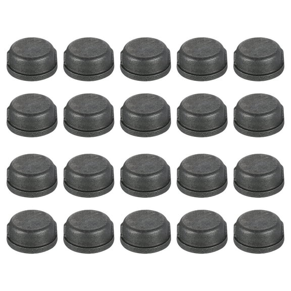 20 Pack 1" Round Head Steel Threaded Pipe Fitting Caps, Black