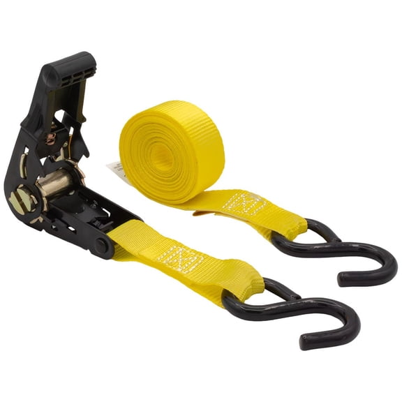 20 Pack 1" x 10' Yellow Ratchet Tie Down Strap with S Hooks - 500 lbs WLL - Heavy Duty Cargo Truck Straps for ATVs, Motorcycle, UTV, Trailer & Utility Use