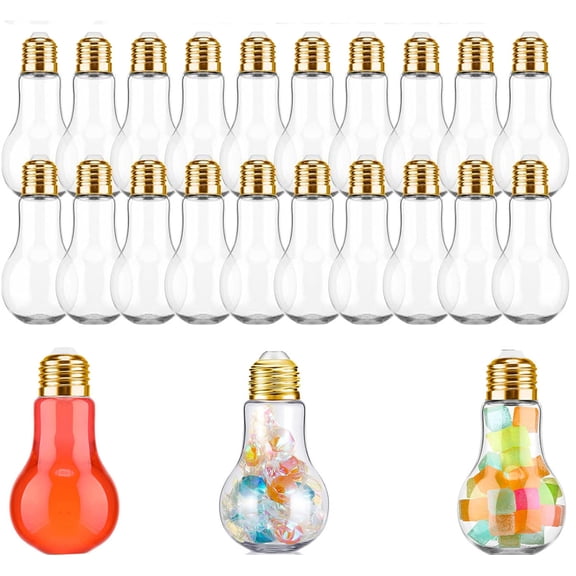 20 Pack 100 ml/3.4oz Clear Fillable Plastic Light Bulb,TGY Plastic Light Bulb Jar,Plastic Fillable Bulbs Ornaments Candy Containers for Candy, Wedding Party Favors, Crafts, Gift