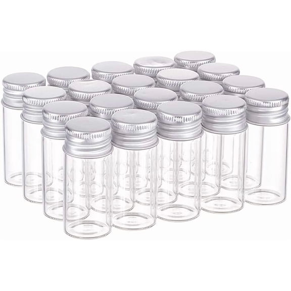 20 Pack 10ml/0.33oz Glass Bottles Sample Vials with Screwed Aluminum Caps for DIY