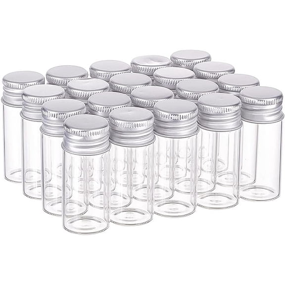 20 Pack 10ml/0.33oz Glass Bottles Sample Vials with Screwed Aluminum Caps