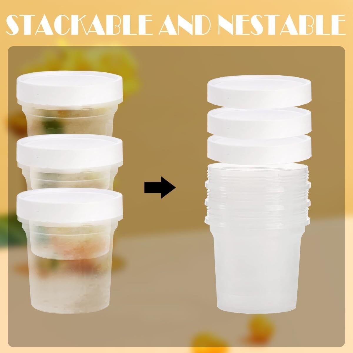 20-Pack 10oz Stackable Freezer Containers - Airtight Snap-Lock Lids ...