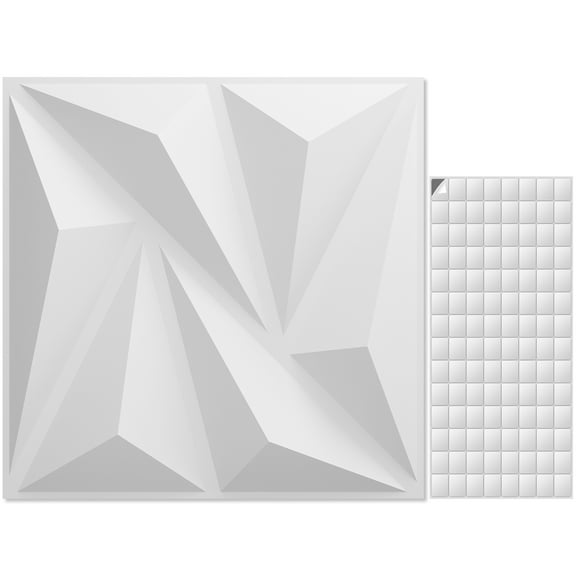 20-Pack 11.8" x 11.8" PVC 3D Wall Panels - Diamond Design Textured Decorative Panel With Peel & Stick Mounting Tape, Easy Install for Home & Office