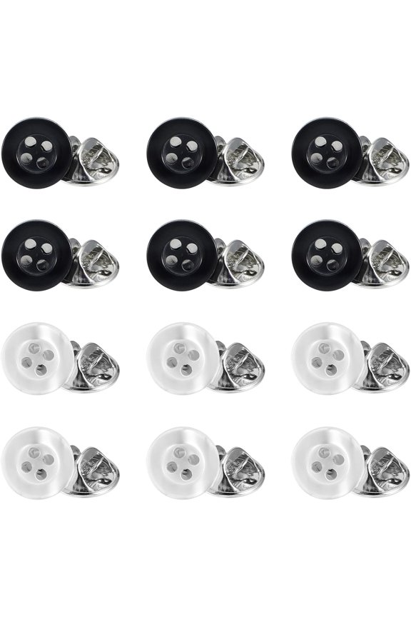 20 Pack 11mm No-Sew Buttons Detachable Reusable Shirt Buttons for Clothes Coats Dresses Quick Easy DIY Button Solution for Repair DIY Crafts Costume Making Decorative Brooch Pins in Black White