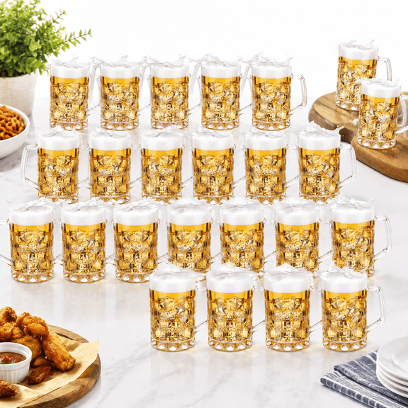 20 Pack 12 oz Plastic Beer Mugs With Handles Oktoberfest Stein