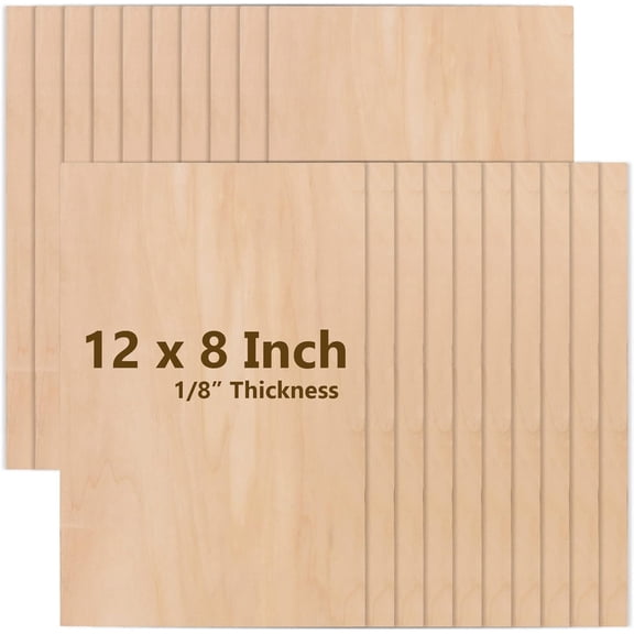 20 Pack 12 x 8 x 1/8 Inch Basswood Sheets, Rectangular Plywood Balsa Wood Sheet Unfinished Craft Blank Wooden Pieces Board for DIY Ornaments and Architecture Model Materials Cut Out
