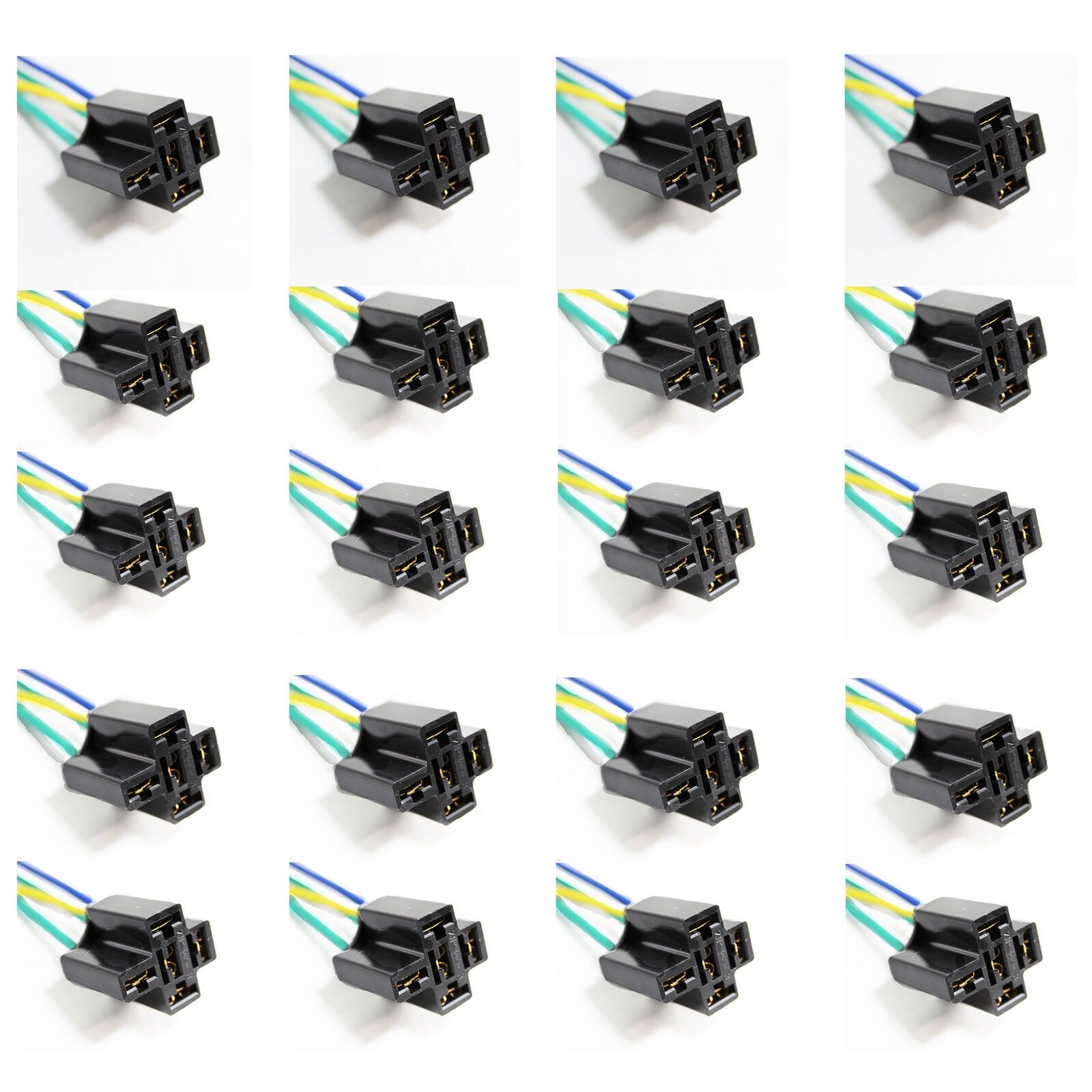 12V 30/40 Amp 5-Pin SPDT Automotive Relay Kit With Wiring Harness - Set Of 5