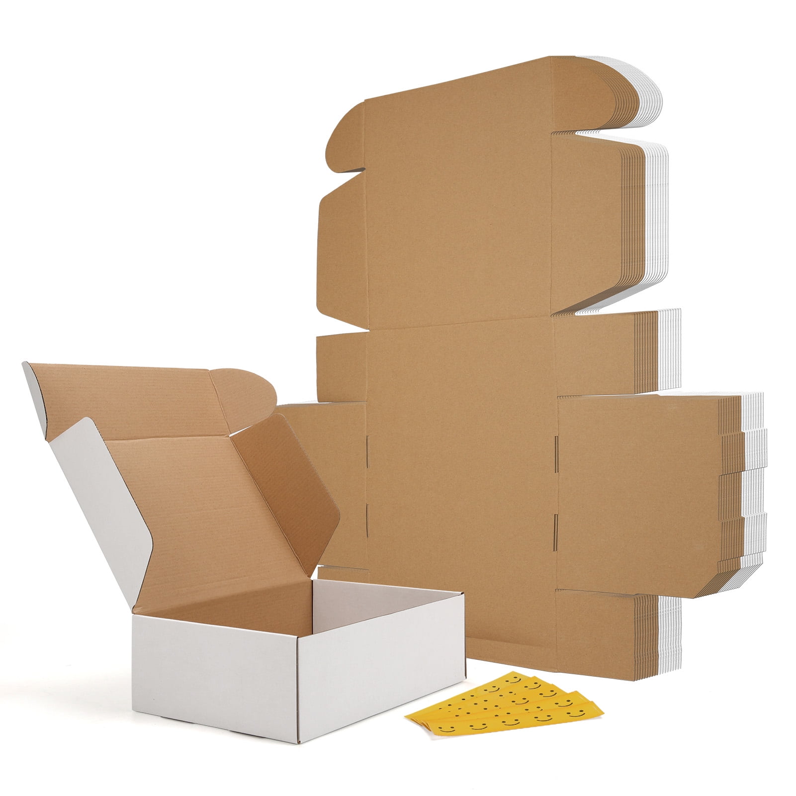 20 Pack 12x9x4 Shipping Boxes, 10 Pack White and 10 Pack Brown Corrugated Cardboard Box for Mailing, Packaging, Small Business