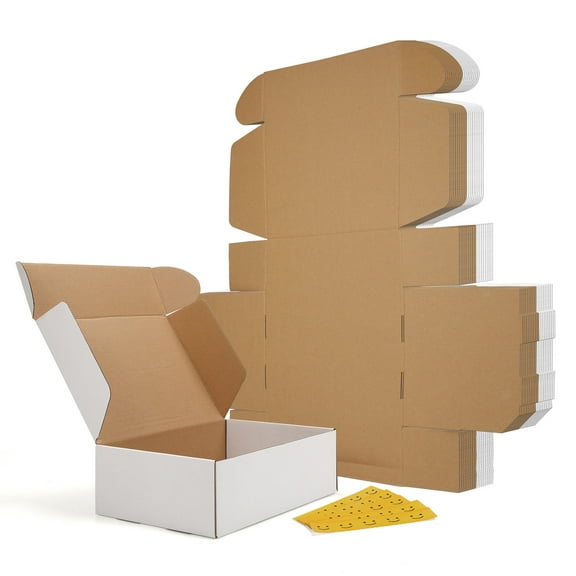 20 Pack 12x9x4 Shipping Boxes, 10 Pack White and 10 Pack Brown Corrugated Cardboard Box for Mailing, Packaging, Small Business