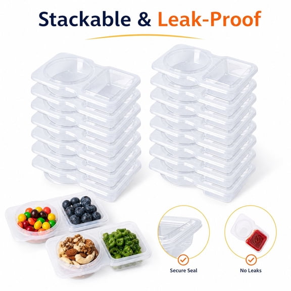 20 Pack 130 mL Disposable Condiment Cups, Small Sauce Containers with Lids for Dips Dressings Meal Prep Takeout Parties and Packed Lunches