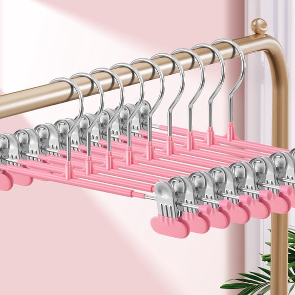 20 Pack 14Inch Pants Hangers with Wide Clips,Metal Trouser Hanger for Jeans.Space Saving Skirt Hangers Heavy Duty Non-Slip Adjustable Clothes Shorts Hanger for Women,Men,