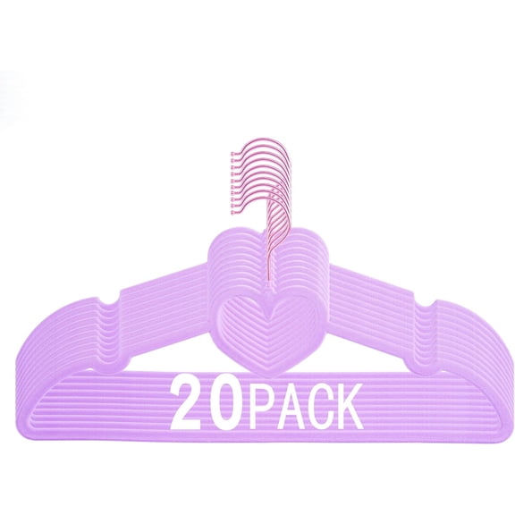 20 Pack 16 Inch Non Slip Velvet Hangers with 360° Swivel Hooks, Cascade Design, Space Saving Light Purple Clothes Hangers