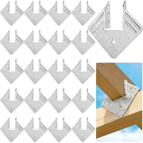 20 Pack 18-Gauge Hurricane Tie for Rafter, Hot Dip Galvanized Steel Joist Hangers Rafter Tie Brackets Heavy Duty Connector for Roofing Trusses, Wood Timbers, Resist High Wind/ Earthquake Forces