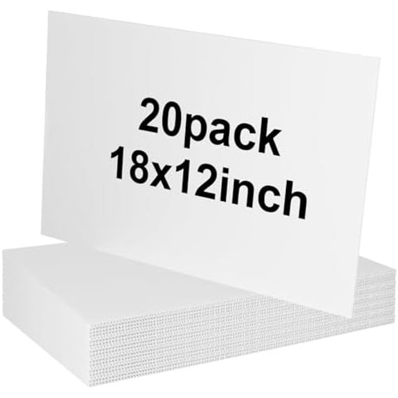 20 Pack 18'' x 12'' White Corrugated Plastic Sign Blank Board Double Sided for Garage Sale, Rent, Birthday Party, Guidepost Decorations$$Garden & Patio