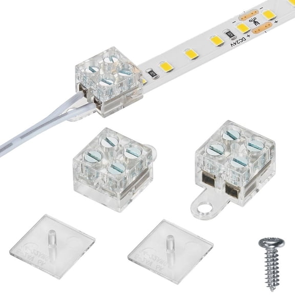 20-Pack 2-Pin LED Strip Light Connectors, 10mm Width