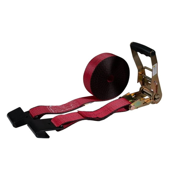 (20 Pack) 2" x 30' Ratchet Straps w/Flat Hook, WLL 3,333 Trailer Tie Down - Red for Flatbed, Truck, Trailers Pickup