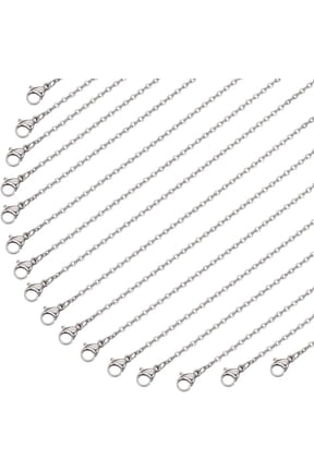 20 Pack 20 Inch/ 0.5m 2mm Stainless Steel Necklace Chains Bulk Silver Necklace Making Metal Lobster Claw Clasps Cable Chains Necklaces Bulk