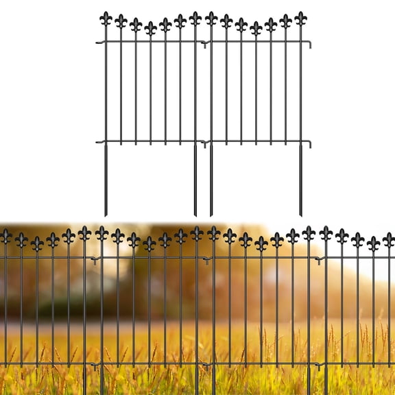 20-Pack 20FT Decorative Metal Garden Fence 24-Inch Tall Flower-Top Border Fence for Yard, Pet Barrier & Landscape Edging