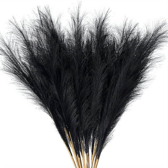 20-Pack 21" Black Faux Pampas Grass – Artificial Pampas Stems for Home Kitchen Vase Wedding Party Bohemian Decor