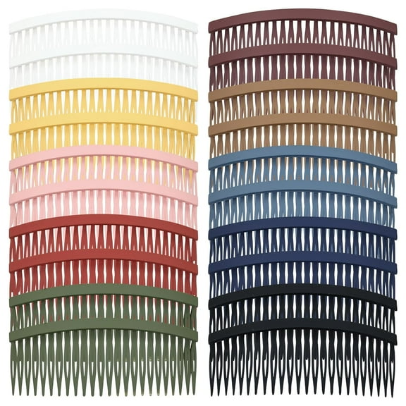 20 Pack 24 Teeth Colorful Large Plastic Side Hair Combs Long Teeth Slide Hair Combs Fine Bang Hair Barrette Clips French Twist Hair Combs Wedding Veil Comb DIY Crafts Accessories for Women Girls