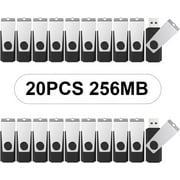 20 Pack 256MB USB 2.0 Flash Drives Memory Stick Swivel Bulk USB Thumb Drive, Black