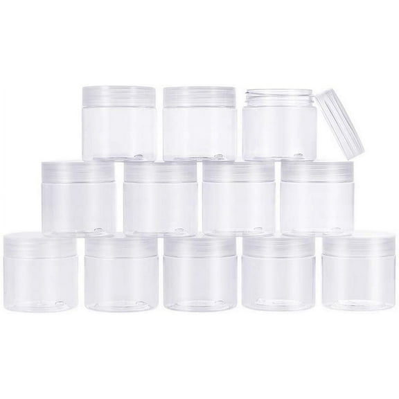 20 Pack 2oz PET Plastic Round Container Jars with Clear Lids and and Leakproof Gasket for Beads Crafts Body Scrub Creams for DIY