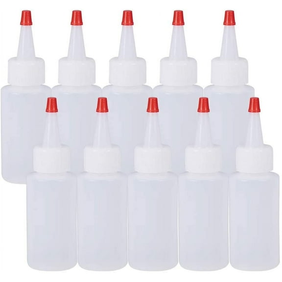 20 Pack 2oz Plastic Squeeze Dispensing Bottles with Red Tip Caps - Good For Crafts Art Glue Multi Purpose for DIY