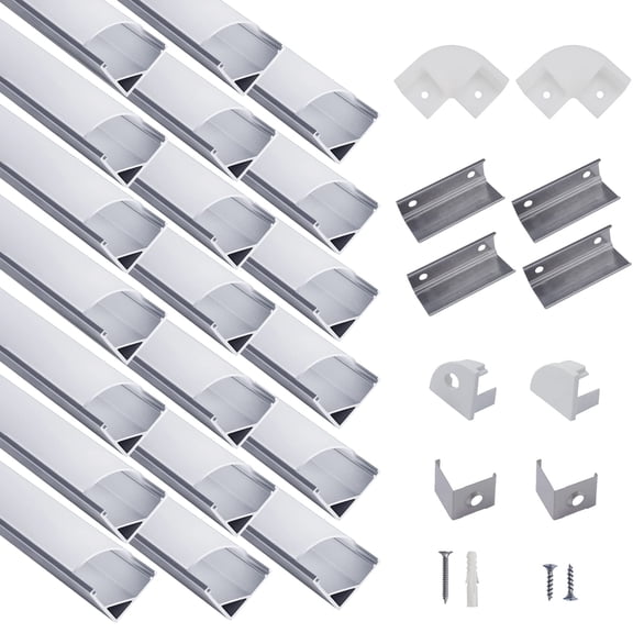 20-Pack 3.3ft V-Shaped LED Aluminum Profile Kit with Milky Cover