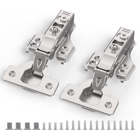 20 Pack 3/4" Full Overlay Soft Close Concealed Hinge for Face Frame Frameless Door, 3D Adjustment, Clip-on Plate, Slow Self Closing Hidden Satin Nickel, 105 Stainless Steel Hinges, 5/8"