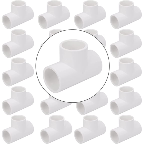 20 Pack 3/4in Tee 3 Way PVC Pipe Fittings Connector, Furniture Build Grade SCH40 Elbow Fitting for DIY Garden Shelf (Socket x Socket Socket) Contractor