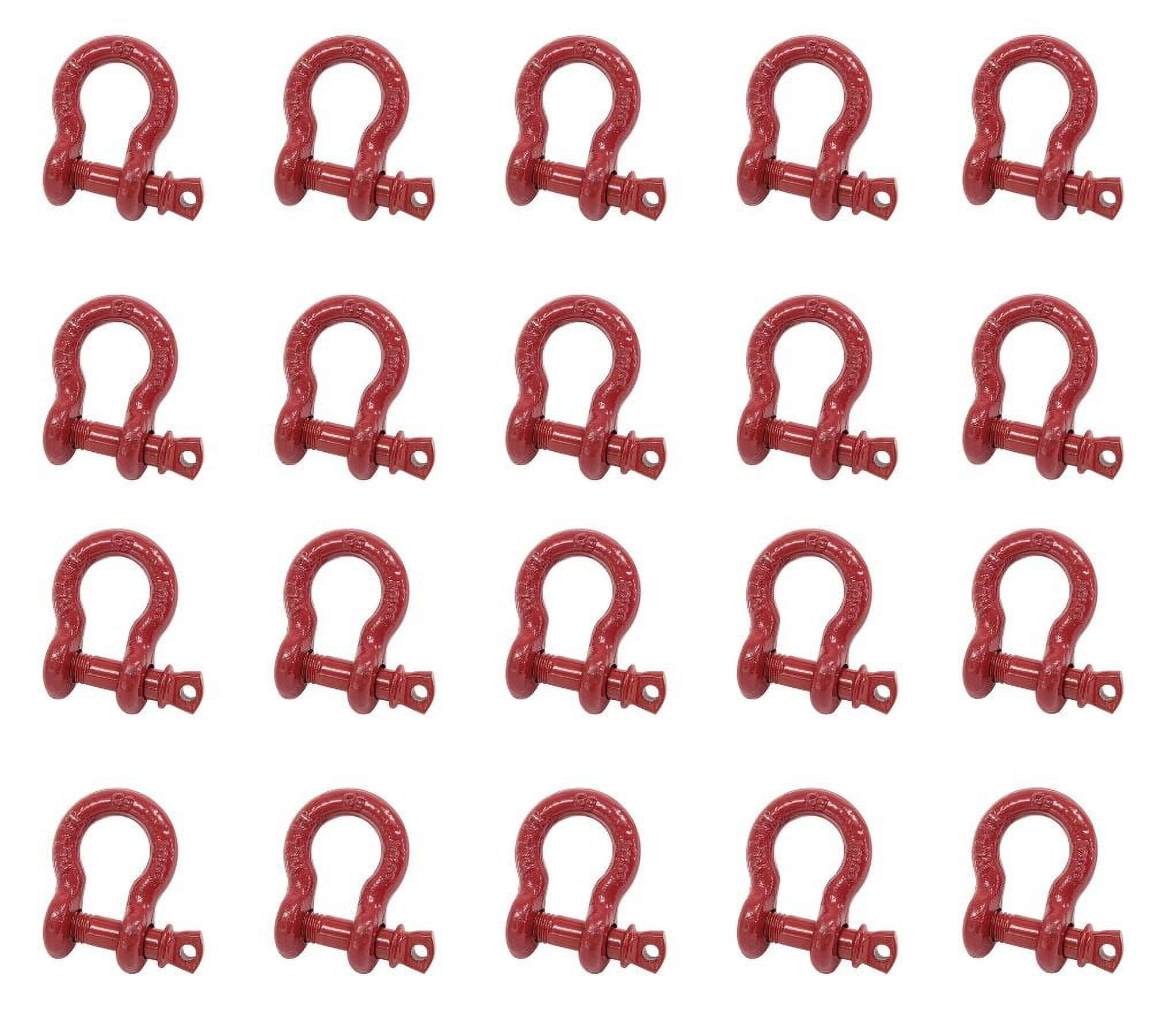 (20 Pack) 3/8" Anchor Shackle Forged Carbon Steel w/ Alloy Screw Pin Load Limit # 1.0 Ton (2,000 Lbs.) | Double Rust Protection Heavy Duty D Ring Shackle for Towing, Rigging & Vehicle Recovery