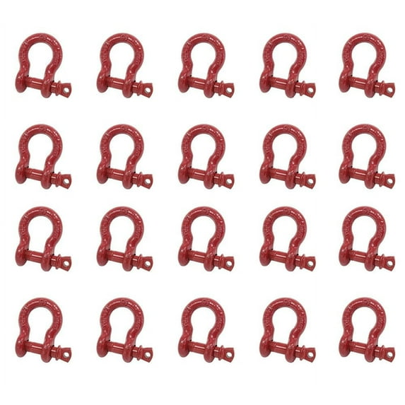 (20 Pack) 3/8" Anchor Shackle Forged Carbon Steel w/ Alloy Screw Pin Load Limit # 1.0 Ton (2,000 Lbs.) | Double Rust Protection Heavy Duty D Ring Shackle for Towing, Rigging & Vehicle Recovery