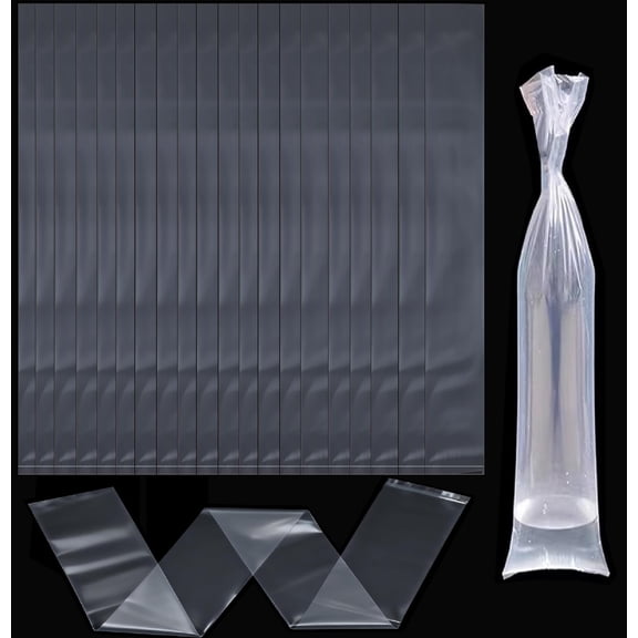 20 Pack 3.94 Mil Clear Poly Bags, 3.94×39.4 Inch Long Narrow Flat Open Storage Sleeves, Waterproof Dustproof Poster Bags for Artwork Documents Office Storage