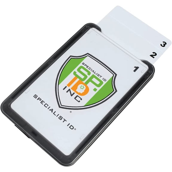 20 Pack - 3 Card Badge Holder Up to Three ID Badges - Heavy Duty Vertical Rigid Hard Plastic Case for Multiple Cards - Polycarbonate - Tactical CAC, Smart & Swipe I'd Holders by Specialist ID (Black)