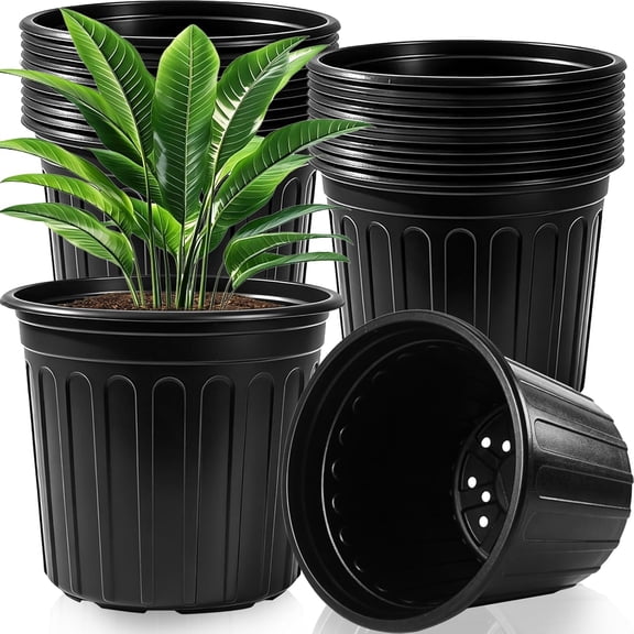 20 Pack 3 Gallon Plant Nursery Pots,Plastic Seedling Pot with Drainage Holes,Large Flexible Garden Flower Plant Container for Indoor Outdoor Plants,Potting,Cuttings,Transplanting,Black