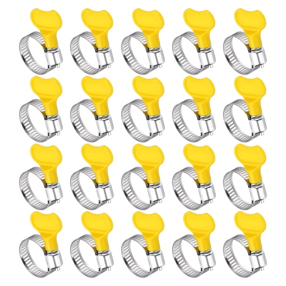 20 Pack 304 Stainless Steel Key Hose Clamps, 16-25mm (5/8" to 1") Adjustable Worm Gear Hose Clamp with Plastic Thumb Screw, Key-Type Dryer Vent Pipe Clamps for Plumbing Automotive