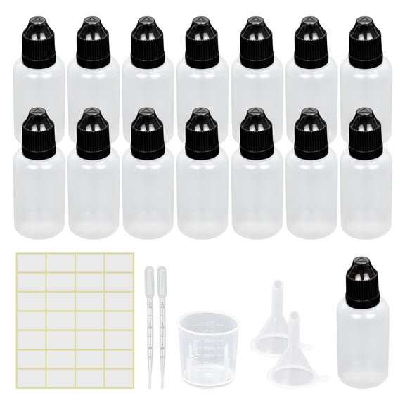20 Pack 30ml Plastic Dropper Bottle, Plastic Empty Squeezable Dropper Bottles Eye Dropper Dispenser Paint Dropper Bottles with Funnel Measuring Cup Label Transfer Pipette