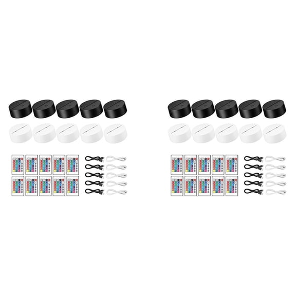 20 Pack 3D Night LED Light Lamp Base + Remote Control + USB Cable, 16 Colors Light Show Display Stand for Acrylic