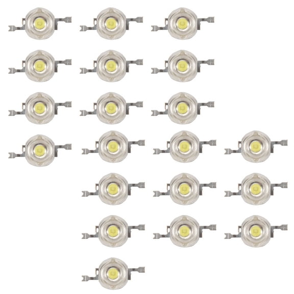 20-Pack 3W White LED Emitters, 2-Pin, 170-190lm, 6000K For Video Lighting, Aquarium, Car, Pool, RC Toys
