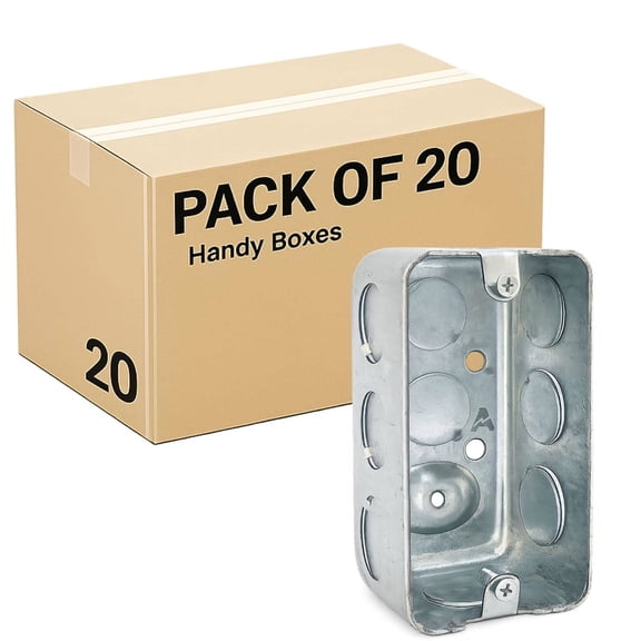 20-Pack 4 x 2 Inch Single-Gang Metal Electrical Box, 1-7/8" Depth, Drawn Steel, 1/2" Knockouts, Surface Mount