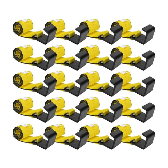 (20 Pack) 4" x 5' Roll Off Container Yellow Winch Strap w/ Large Flat Hook for Roll Off Truck, 5,400 lbs Working Load Limit