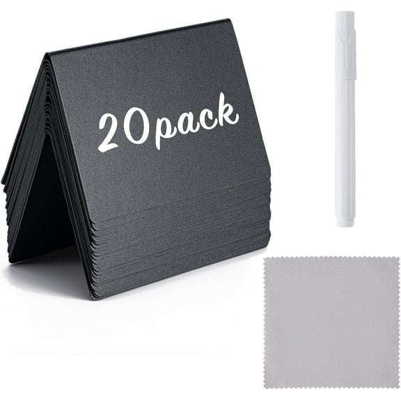 20 Pack 4"x3"Mini Chalkboard Signs, Reusable and Reserved Table Signs, Easy to Write and Wipe Out, Food Labels for Parties - Buffets - Birthdays -Bakery-Table Numbers-Weddings