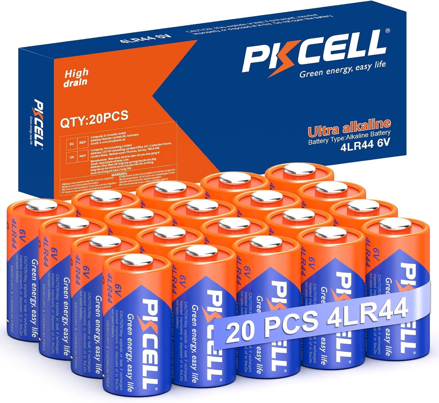 20 Pack 4LR44 6V Battery, Alkaline Batteries for Dog Receiver Collar, Compatible with PX28A 476A A544 K28A L1325 Battery