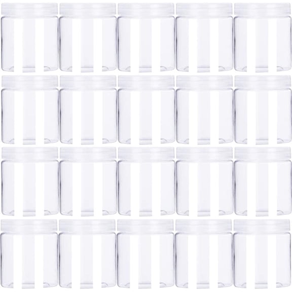 20 Pack 4oz/120ml Round Plastic Jars with Lids Empty Clear Slime Containers,Wide-Mouth Refillable Storage Containers for Cosmetics,Lotion,Food Storage